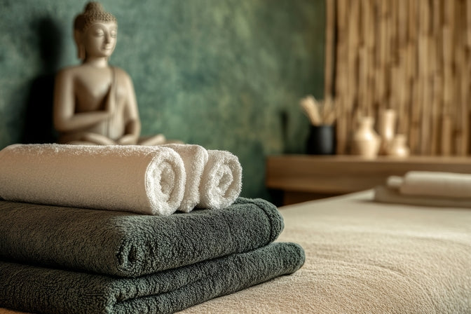 Massage table with budda